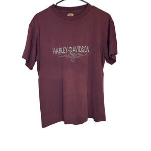 Vintage Harley Davidson T‎ Shirt Purple Embroidered Size L Womens